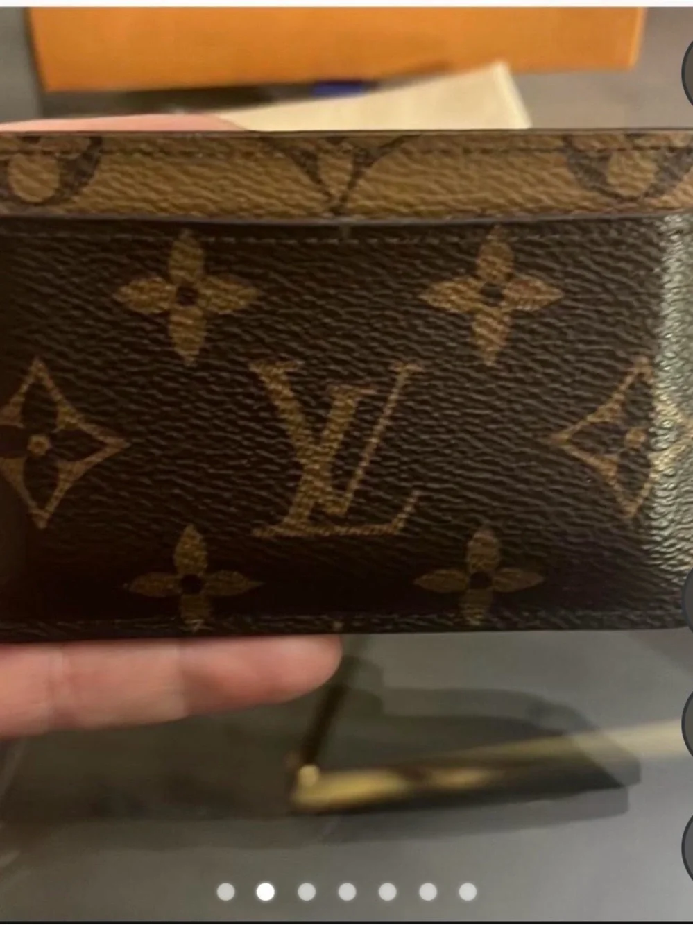 Louis Vuitton Brown Monogram Patent Card Holder with Orange Box
